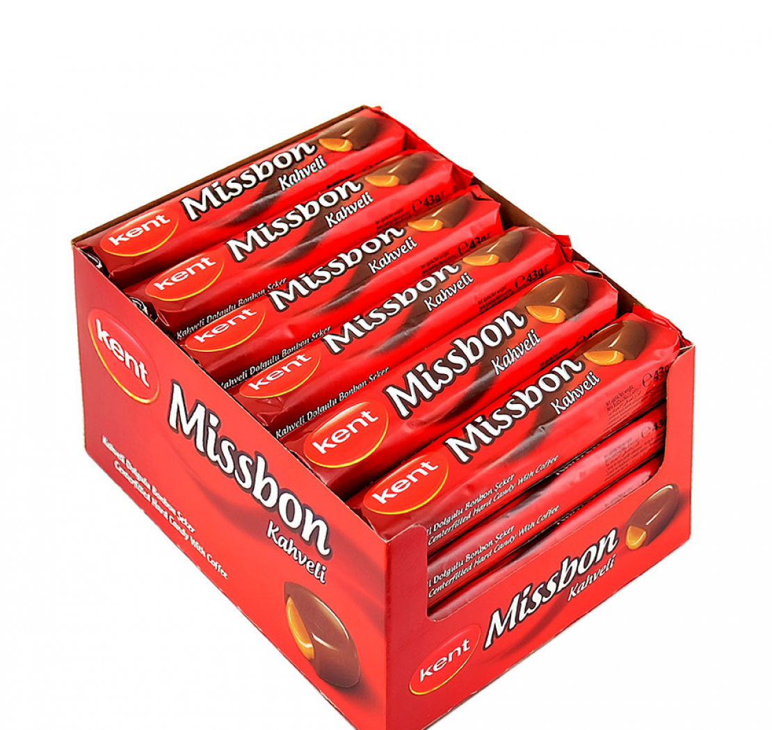 Kent Missbon Caramel lollipop with coffee filling 43 g (24 pcs *12 pack)