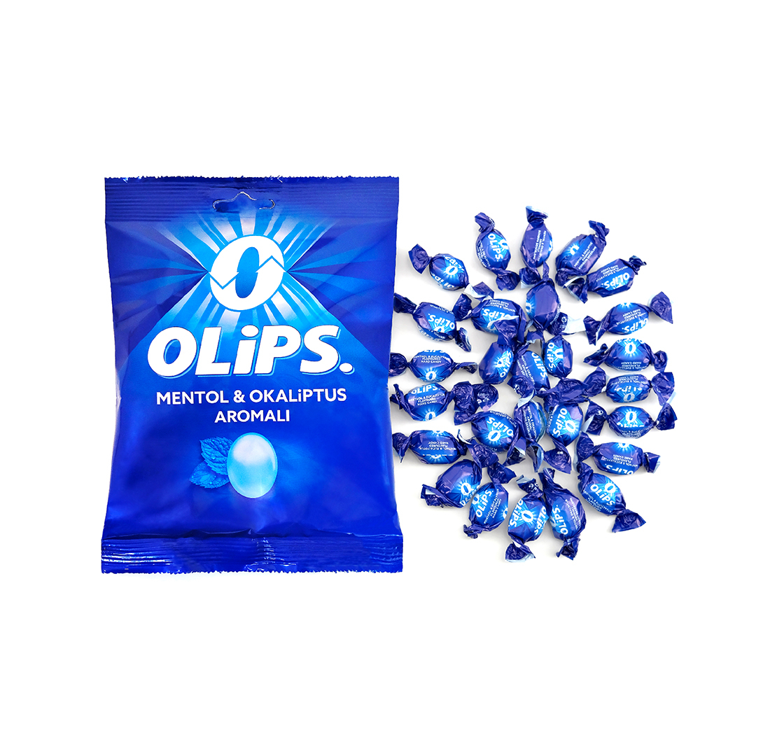 Candy caramel “OLIPS” with menthol and eucalyptus flavor