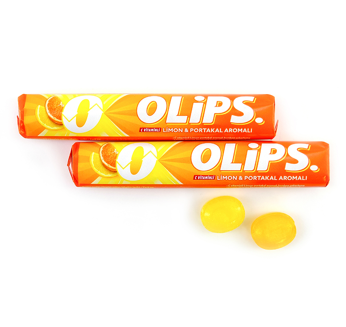 Карамель леденцовая “OLIPS” со вкусом лимона и апельсина с витамином С