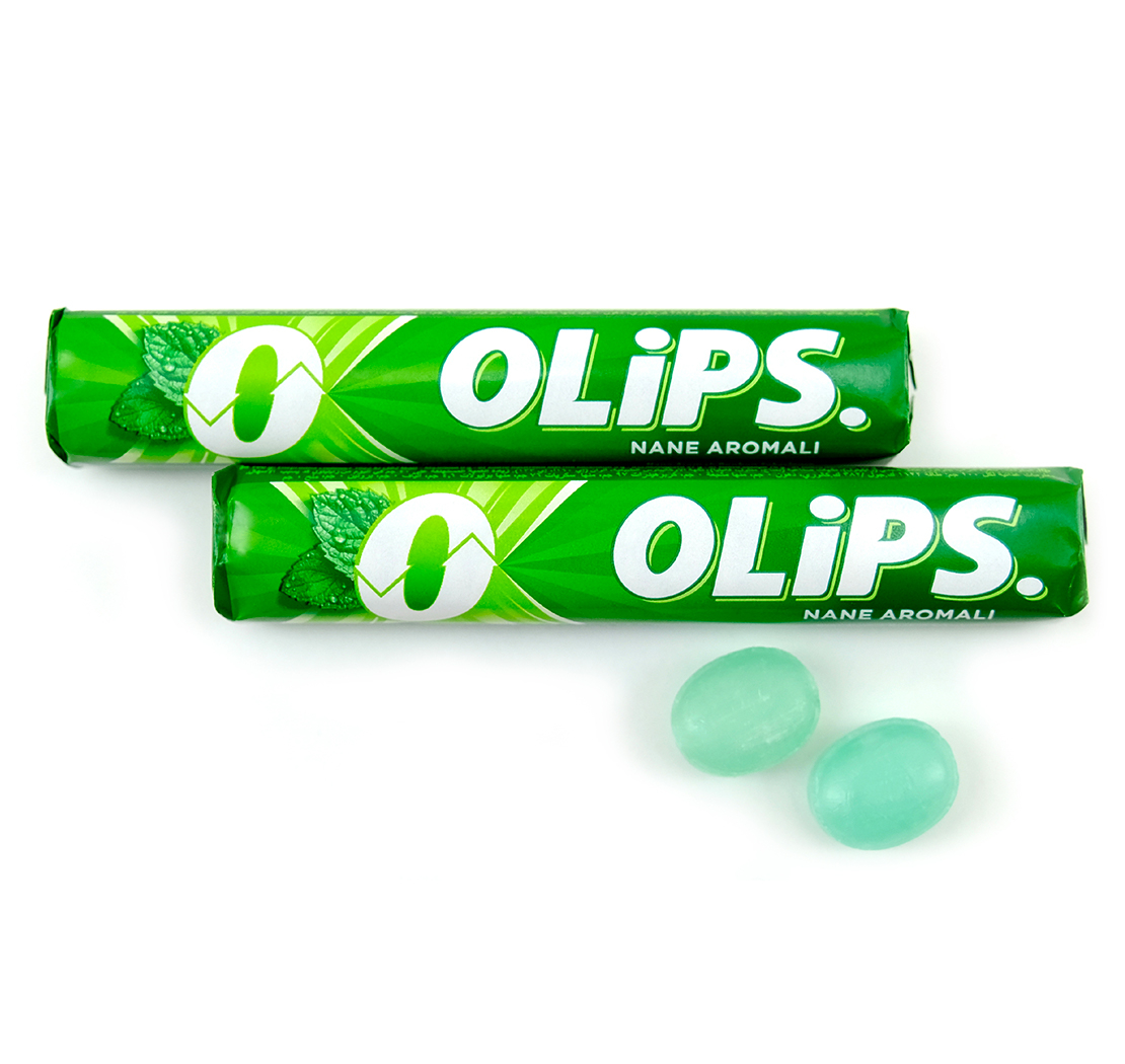 Caramel candy “OLIPS” with mint flavor