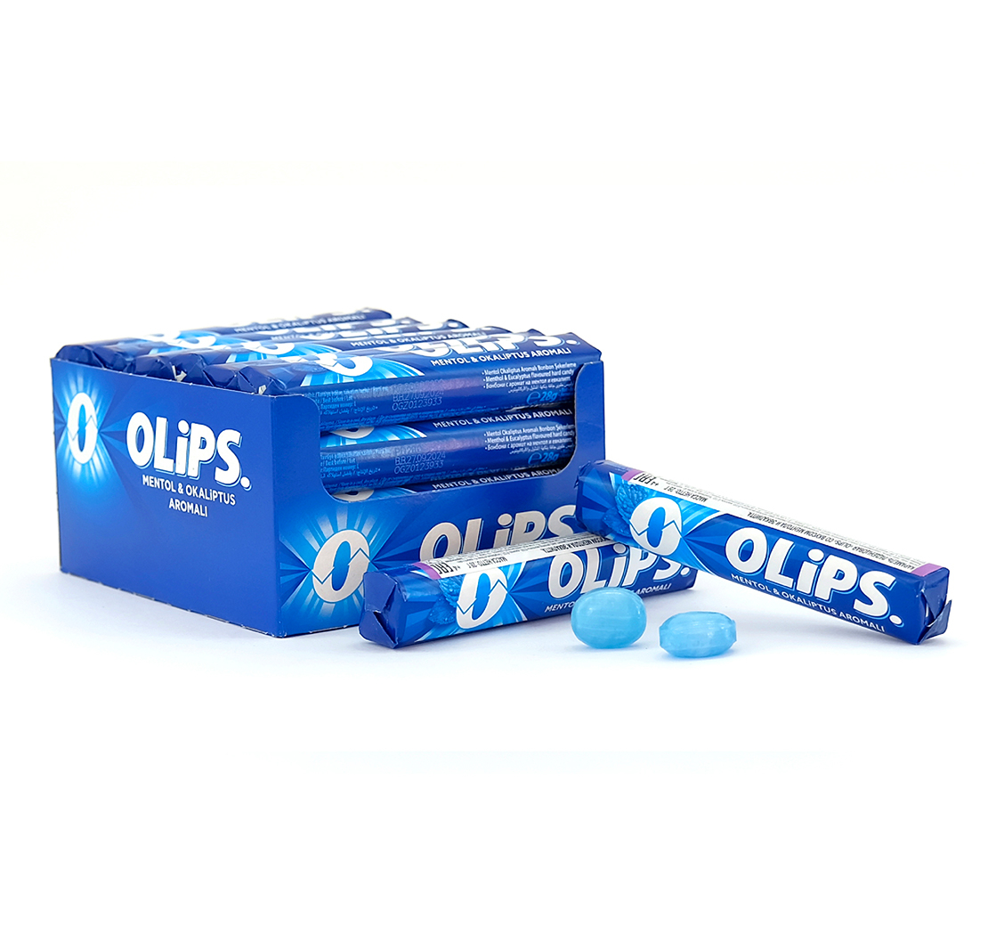 Caramel candy “OLIPS” with the taste of menthol and eucalyptus
