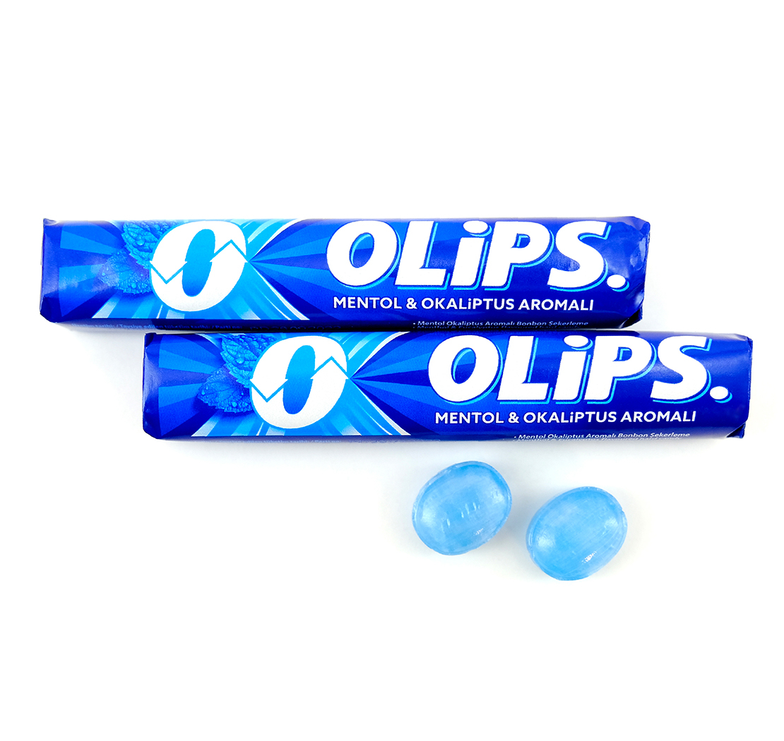 Caramel candy “OLIPS” with the taste of menthol and eucalyptus