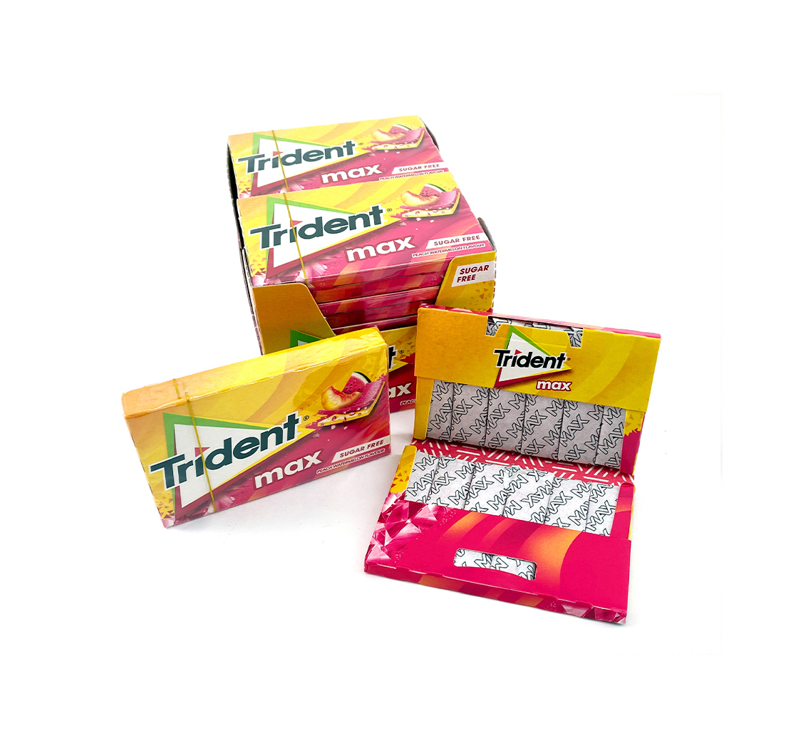 TRIDENT MAX Sugar-free chewing gum with peach watermelon flavor