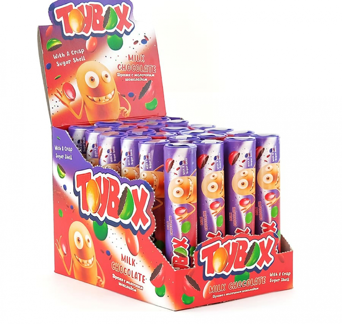 Toybox драже с молочным шоколадом 25г, 24шт